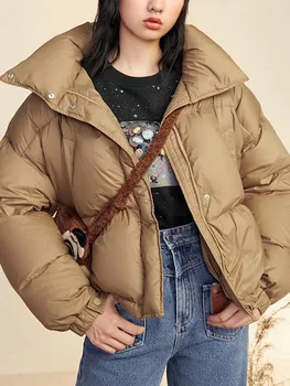 ZA jesen i zima nove proizvode ženski jednostavan casual stil džepove štand ovratnik munje s dugim rukavima pamučna jakna