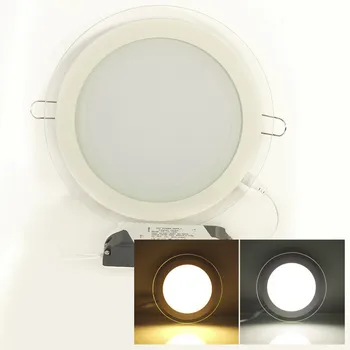 Zatamnjen LED rasvjeta Glass Panel Light 6w 12w 18w Round Ceiling Udubljenjem Lampa SMD5630 Painel Light Topla Bijela Cool White AC85-265V