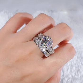 Čvrsto Prsten od Bijelog zlata 18K Au750 DVVS Moissanite Diamonds 2Carat Round Wedding Party Zaruke Anniversary Ring