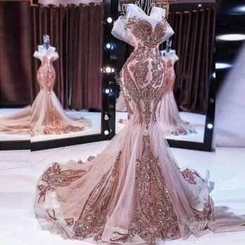 Šik Šampanjac Večernje Haljine abiye robe de mariage Royal Vintage Sirena Evening Party Dress Crystal Customized