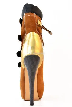 Ženski Modni Kolaž Čizme čipka-up s metalnim Remenom u Rimskom stilu, Kratke Čizme na platformu i ukosnica, Ženski Popularni Ulični cipele